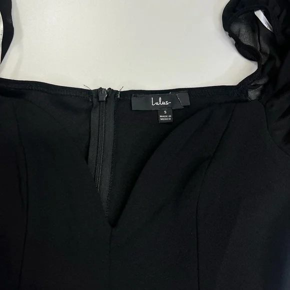 Lulu’s Oh The Drama Black Balloon Sleeve V-Neck Maxi Dress in Black Size Small - Picture 7 of 14